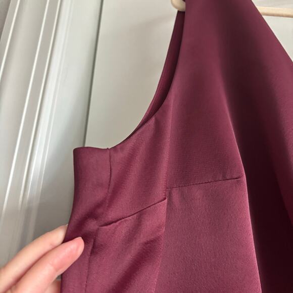 BHLDN Piper Dress 22W Plus Burgundy Satin V-Neck Maxi Bridesmaid Formal Gown - Picture 14 of 15